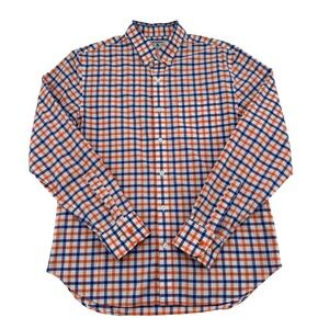 Bonobos Standard Fit Button Down Shirt Orange Blue Gingham Plaid Cotton Mens M